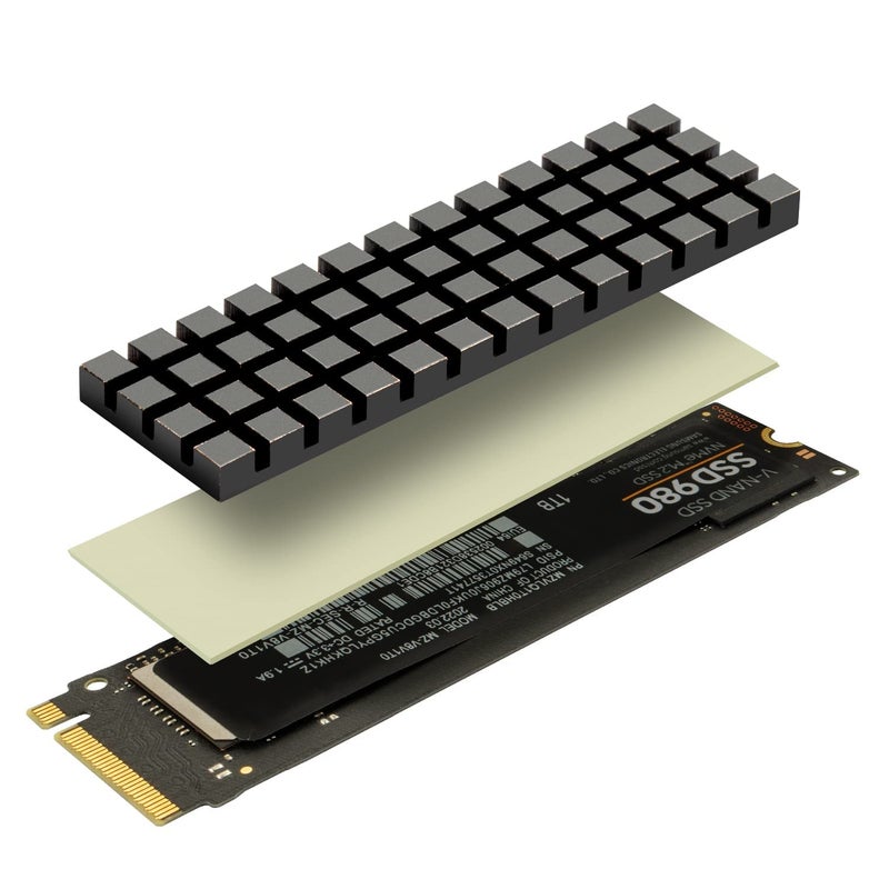 JOYJOM NVME M.2 Heatsink SSD Heatsink: Graphite Covered Pure Copper Heatsink Thermal Pad for 2280 NGFF M.2 SSD Laptop PS5 (70x20x2mm) - Image 4